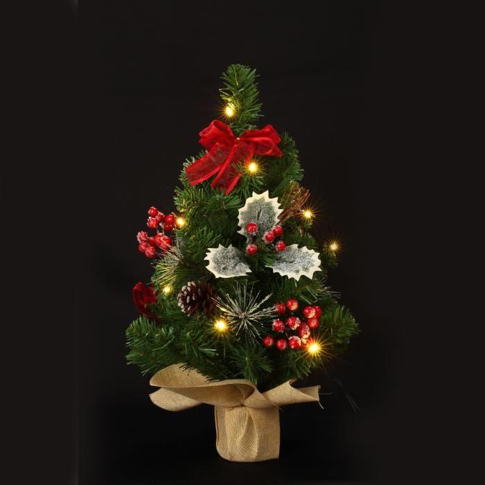 Sapin de Noël artificiel lumineux Blanc en plastique 50x35 cm