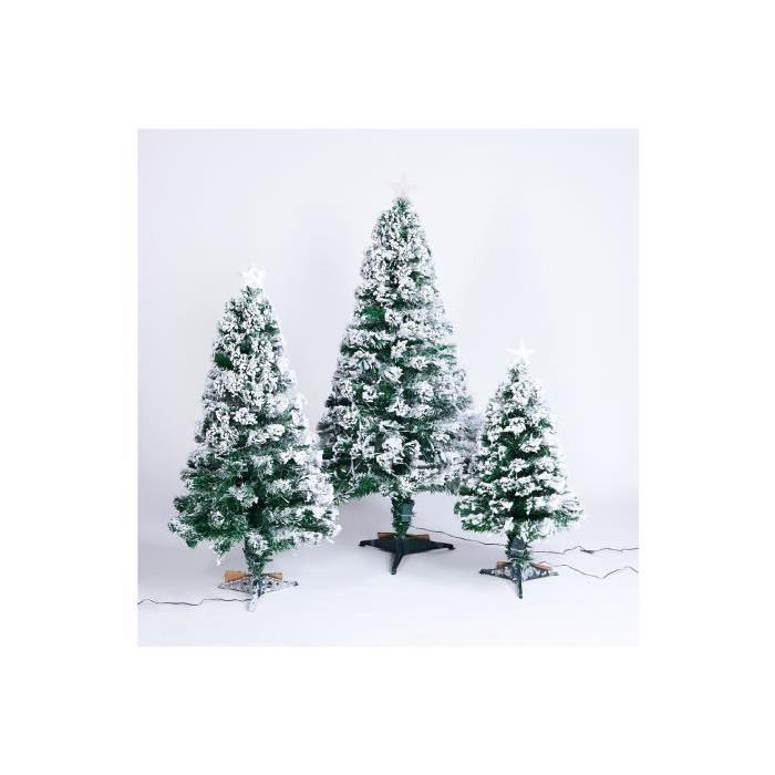 Sapin de Noël floqué lumineux 130branches Blanc 120cm