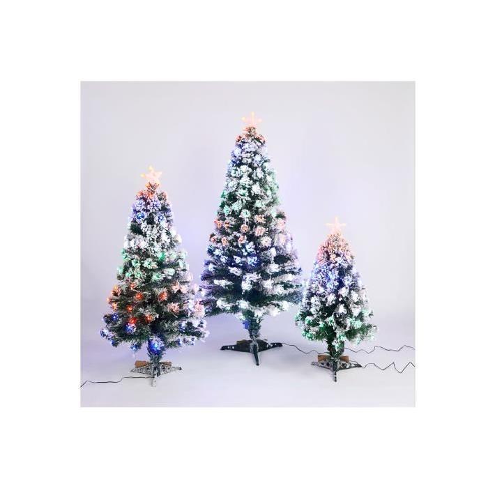 Sapin de Noël floqué lumineux Multicolore 90 cm