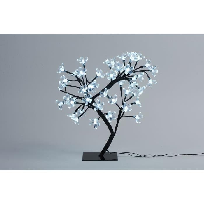 Sapin de Noël artificiel lumineux Fleur Blanc et noir 42 cm