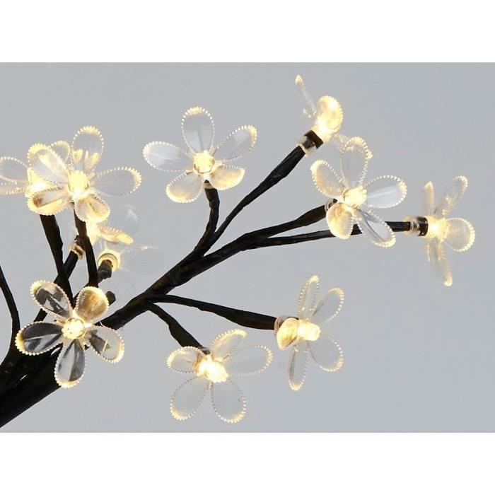 Sapin de Noël artificiel lumineux Fleur Blanc et noir 38 cm