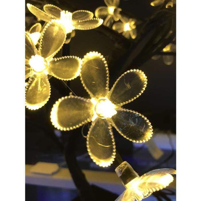 Sapin de Noël artificiel lumineux Fleur Blanc et noir 38 cm