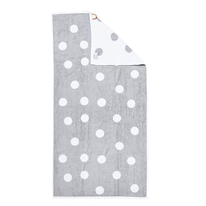 DONE Daily Shapes DOTS Drap de Douche  70x140cm - Argent et Blanc