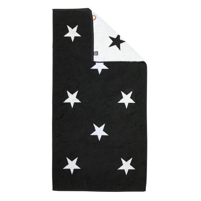 DONE Daily Shapes STARS Drap de Douche 70x140cm - Noir et Blanc