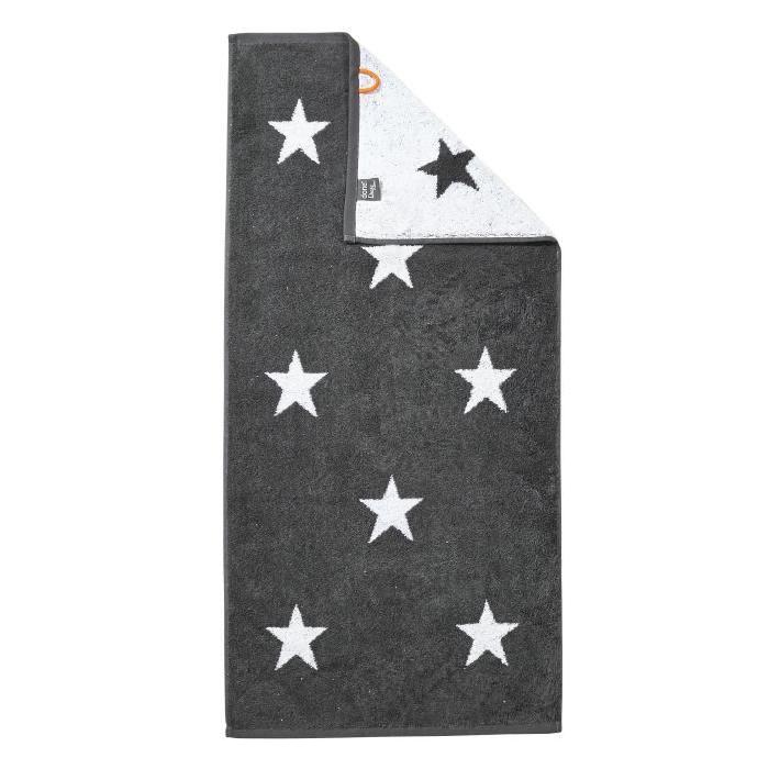 DONE Daily Shapes STARS Serviette de toilette 50x100cm - Anthracite et Blanc