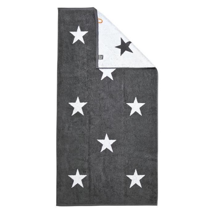 DONE Daily Shapes STARS Drap de Douche 70x140cm - Anthracite et Blanc