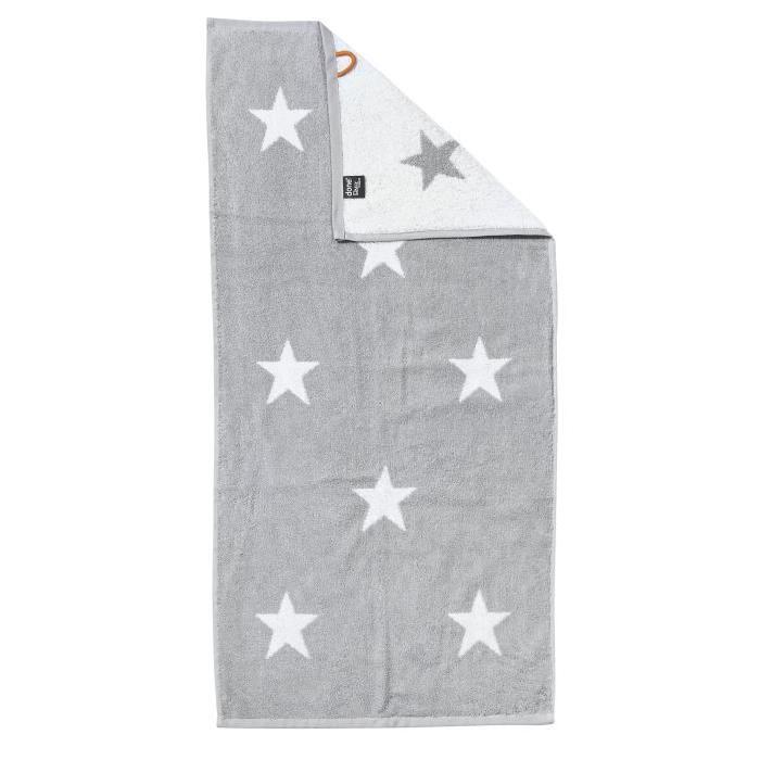 DONE Daily Shapes STARS Serviette de toilette 50x100cm - Argent et Blanc