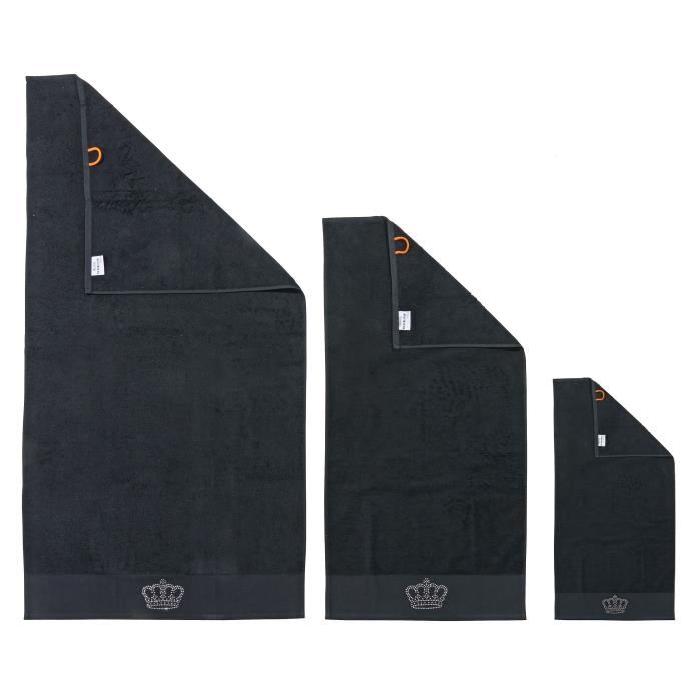 DONE Lot de 3 serviettes Stone Crown - Noir