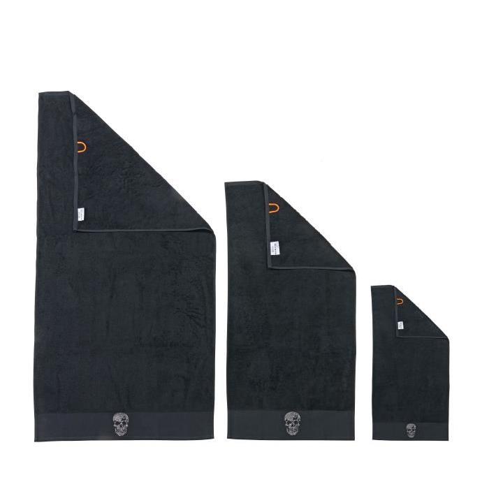 DONE Lot de 3 serviettes Stone Skull - Noir