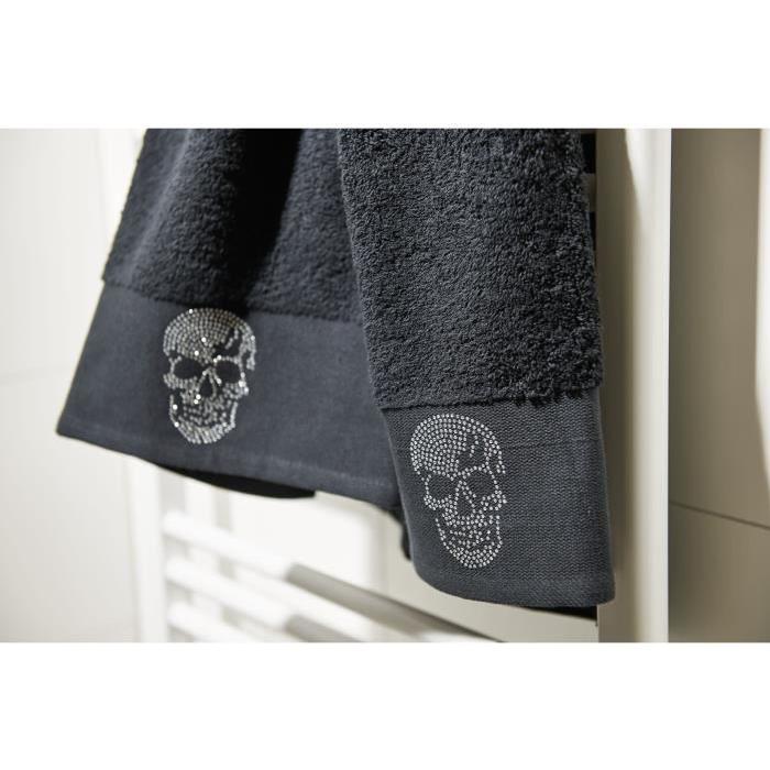 DONE Lot de 3 serviettes Stone Skull - Noir