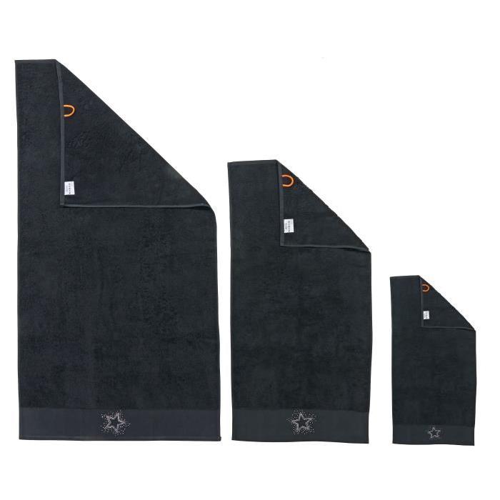 DONE Lot de 3 serviettes Stone Star - Noir