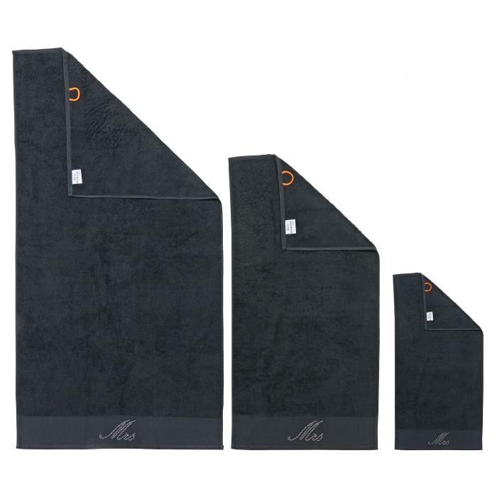 DONE Lot de 3 serviettes Stone Mrs - Noir