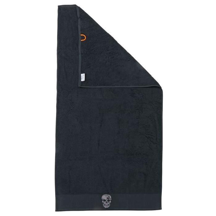 DONE Drap de Douche Stone Skull - Noir - 70x140cm