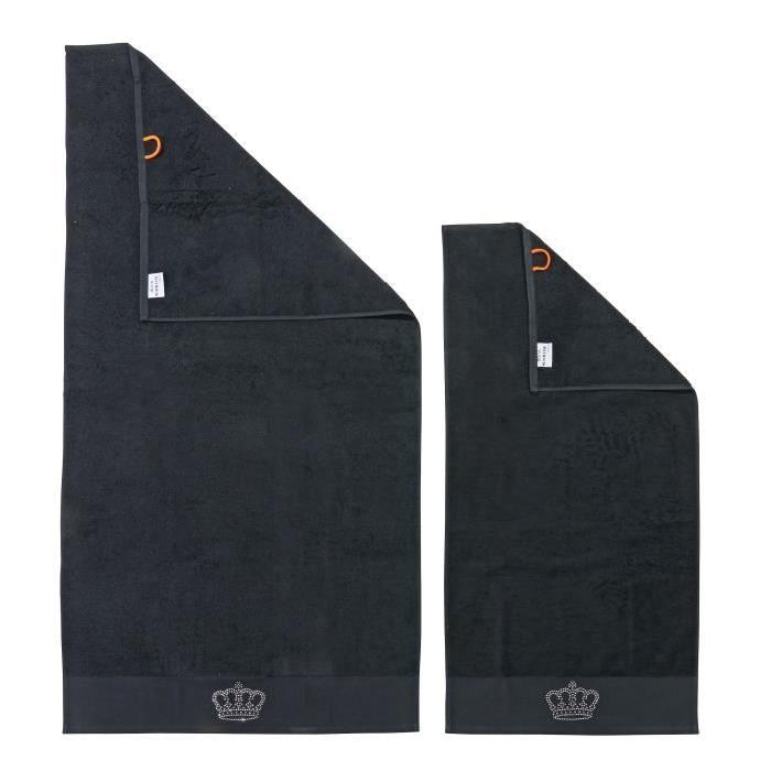 DONE Lot de 2 serviettes Stone Crown - Noir