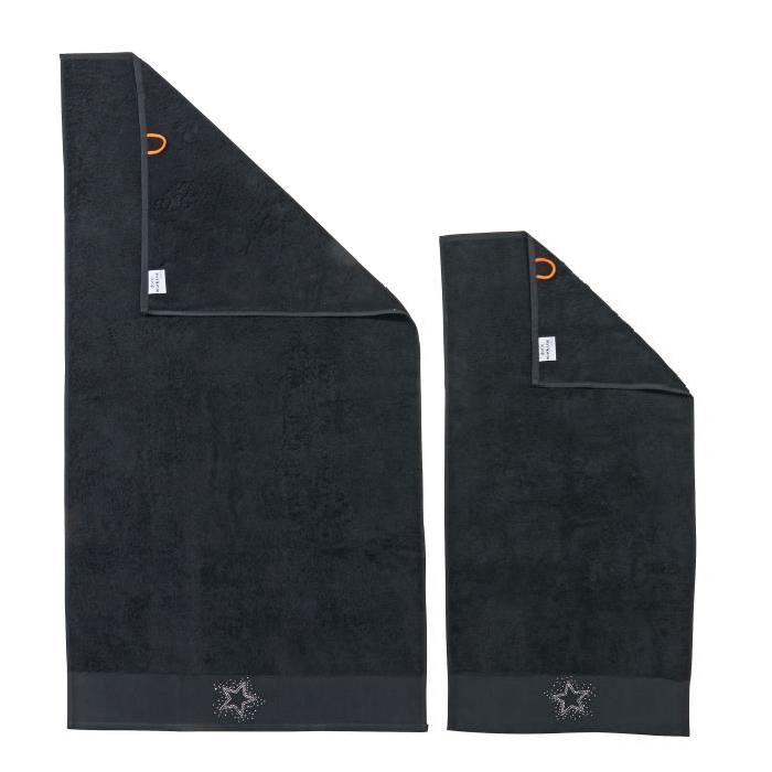 DONE Lot de 2 serviettes Stone Star - Noir