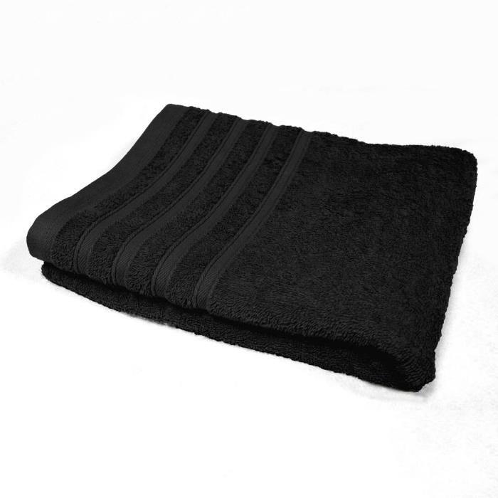 DOUCEUR D'INTERIEUR Serviette de toilette 100% coton Vitamine 50x90 cm noir