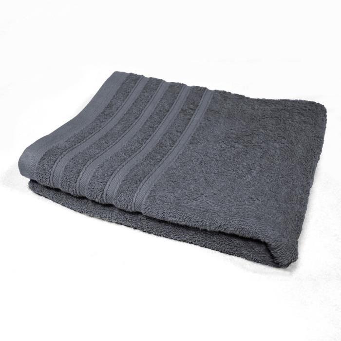 DOUCEUR D'INTERIEUR Serviette de toilette 100% coton Vitamine 50x90 cm anthracite