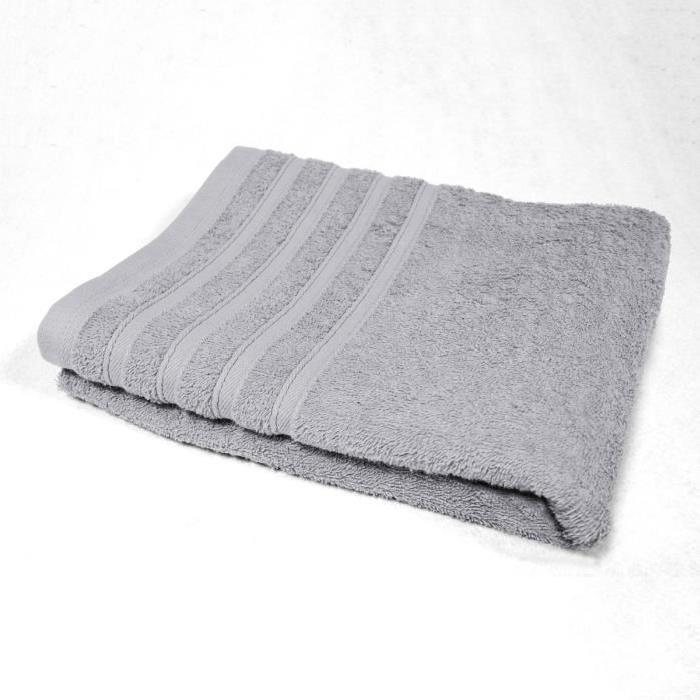 DOUCEUR D'INTERIEUR Serviette de toilette 100% coton Vitamine 50x90 cm gris perle