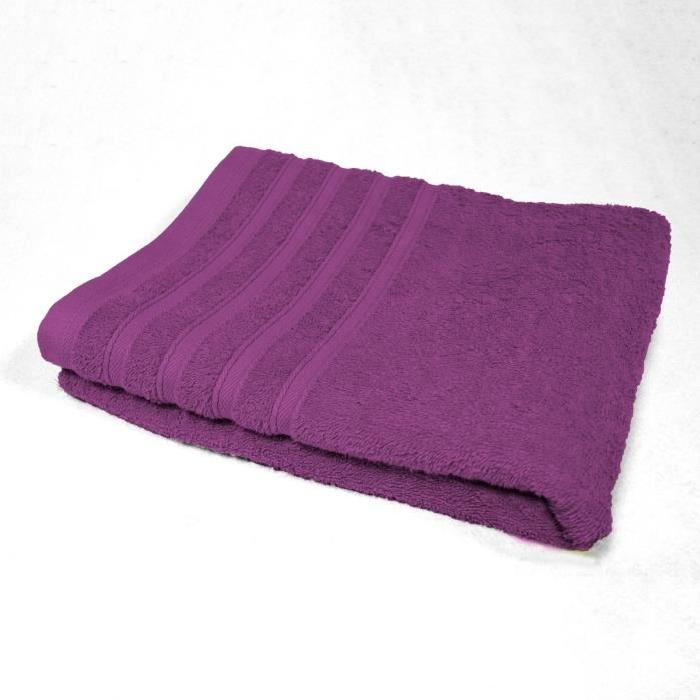 DOUCEUR D'INTERIEUR Serviette de toilette 100% coton Vitamine 50x90 cm prune