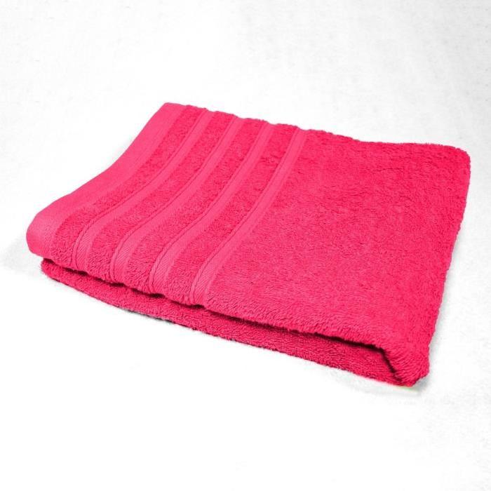 DOUCEUR D'INTERIEUR Serviette de toilette 100% coton Vitamine 50x90 cm fuchsia