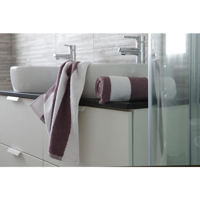 FINLANDEK Lot de 2 serviettes de toilette 50x100 cm rayées mauve