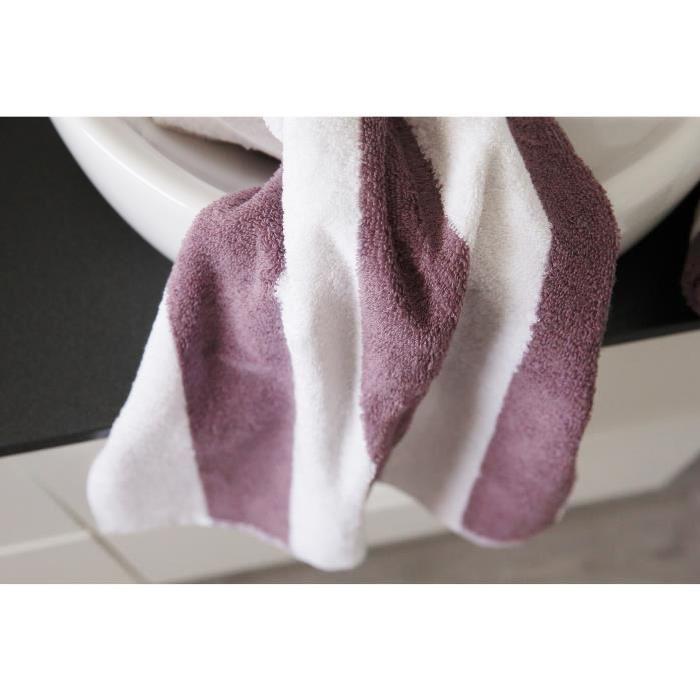 FINLANDEK Lot de 2 serviettes de toilette 50x100 cm rayées mauve