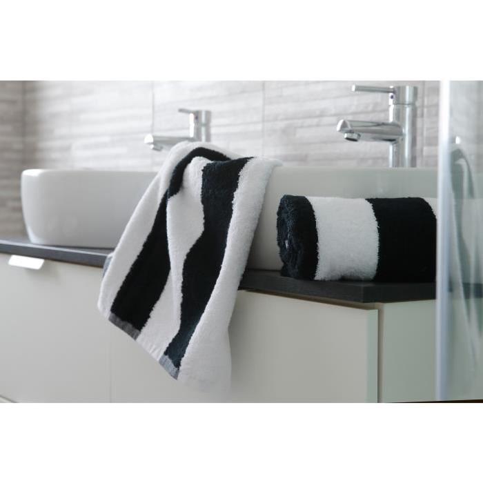 FINLANDEK Lot de 2 serviettes de toilette 50x100 cm rayées noir