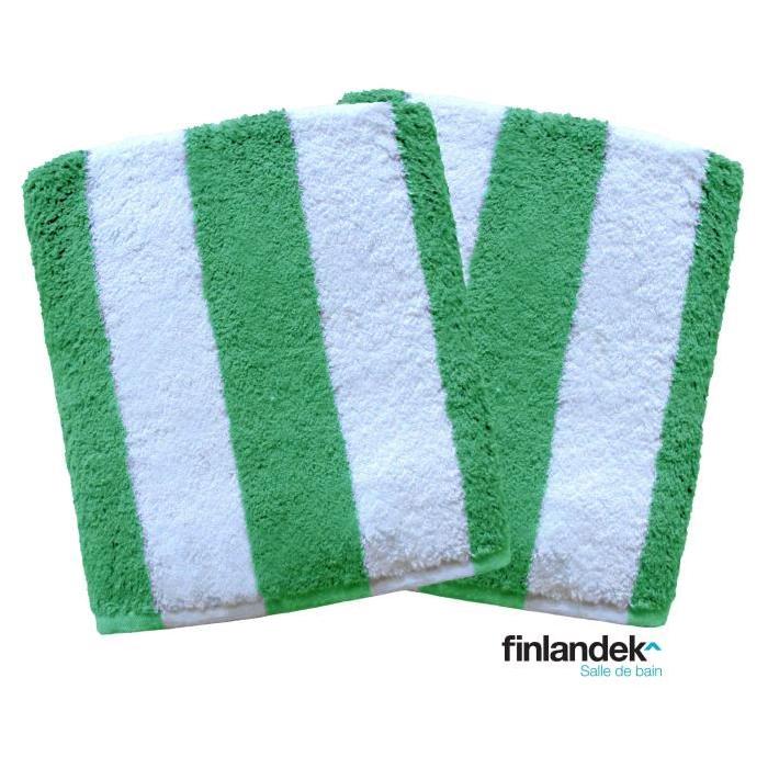 FINLANDEK Lot de 2 serviettes de toilette 50x100 cm rayées vert