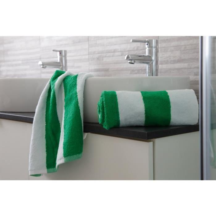 FINLANDEK Lot de 2 serviettes de toilette 50x100 cm rayées vert