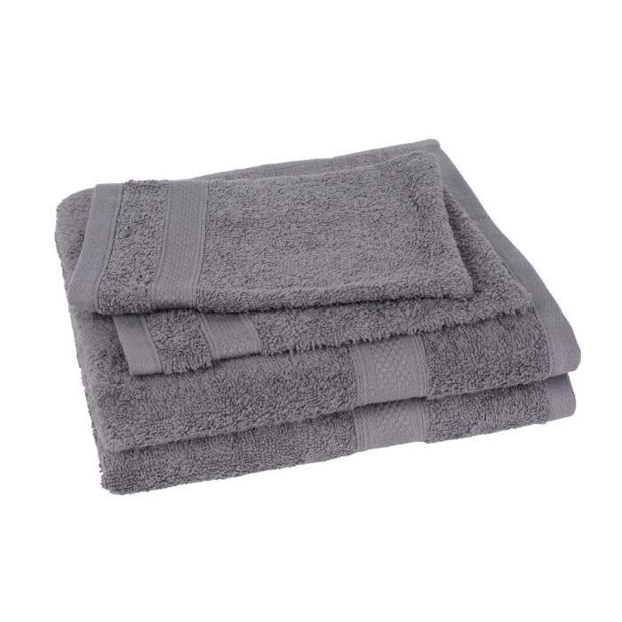 Lot de 2 serviettes + 2 gants ELEGANCE gris