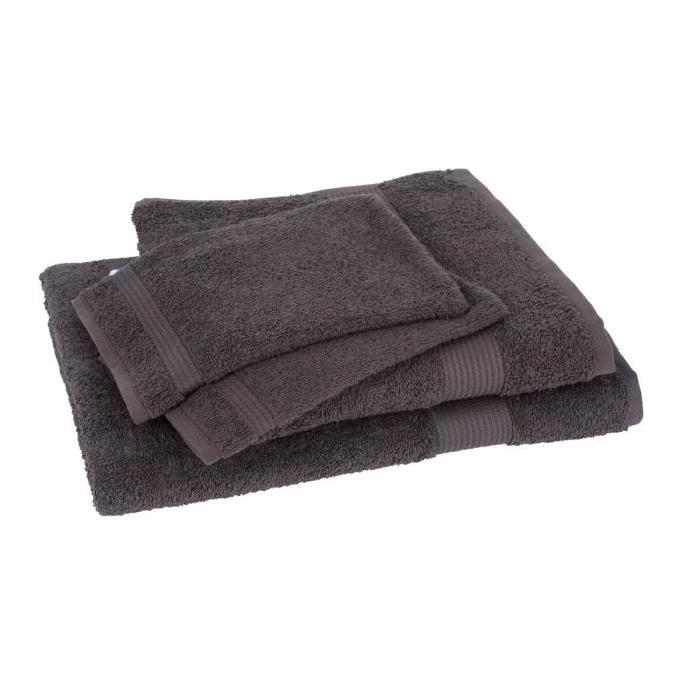 Lot de 1 drap de bain + 1 serviette + 2 gants FAIRTRADE brun