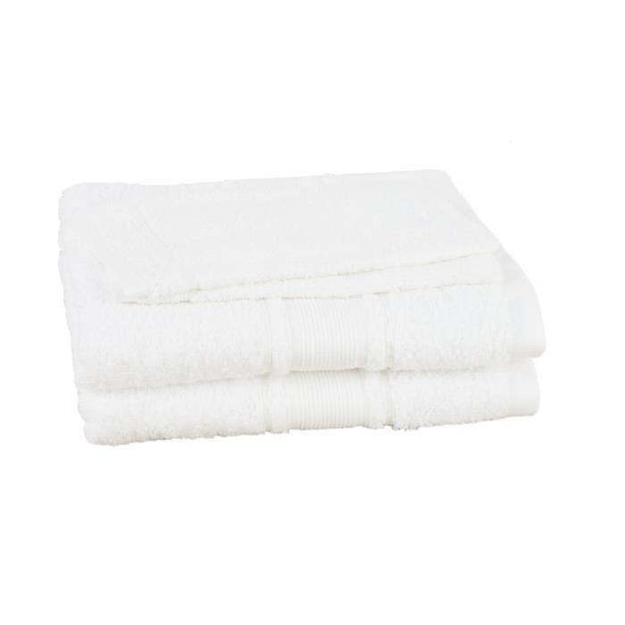 JULES CLARYSSE Lot de 2 serviettes + 2 gants de toilette ROYALE - Blanc