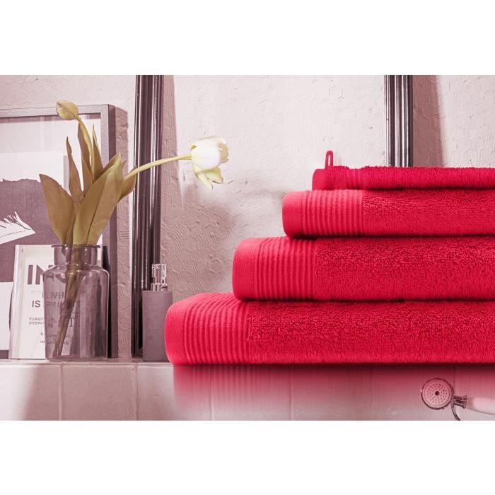 SANTENS Serviette de Toilette GRACE Lipstick Rouge 50 x 100 cm