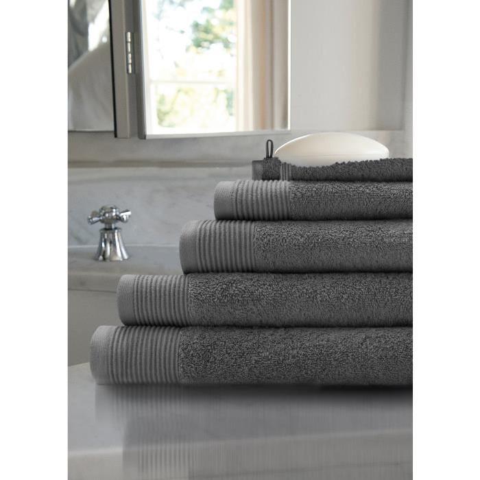 SANTENS Serviette de Toilette GRACE Neutral Gris 50 x 100 cm