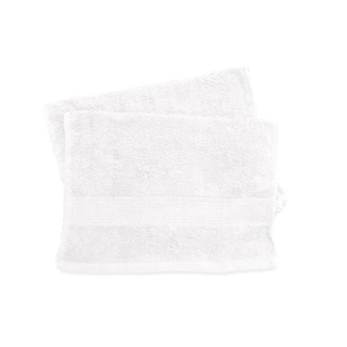 SOLEIL D'OCRE Lot de 2 serviettes invités 100% Coton 550gr/m˛ DOUCEUR Blanc