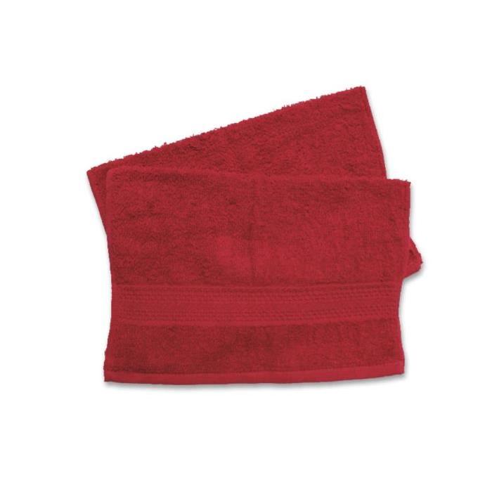 SOLEIL D'OCRE Lot de 2 serviettes invités 100% Coton 550gr/m˛ DOUCEUR Rouge