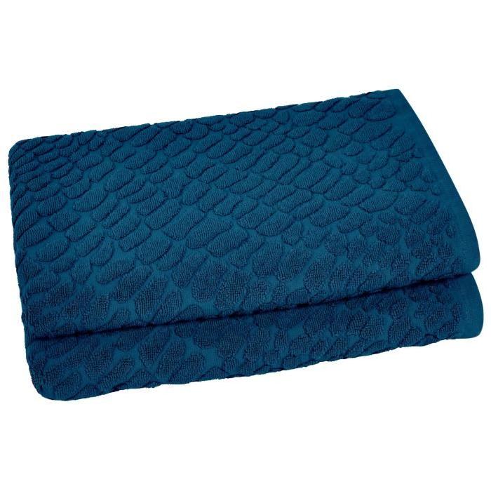 VENT DU SUD Lot de 2 draps de douche Thalia - 70x130 cm - Cobalt