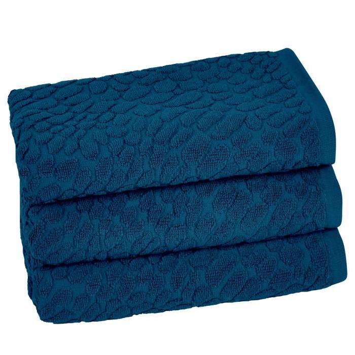 VENT DU SUD Lot de 3 serviettes Thalia - 50x90 cm - Cobalt