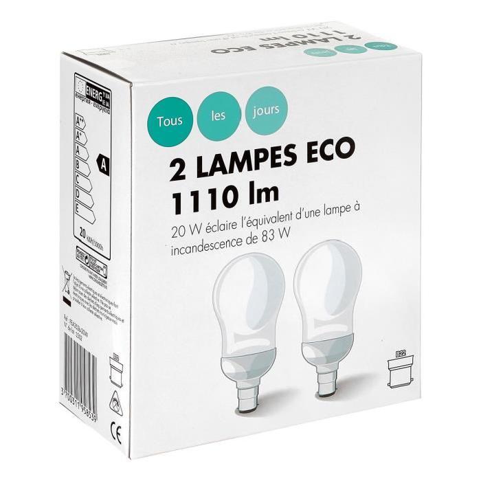 TOUS LES JOURS Eco80 2 ampoules Std 19w B22