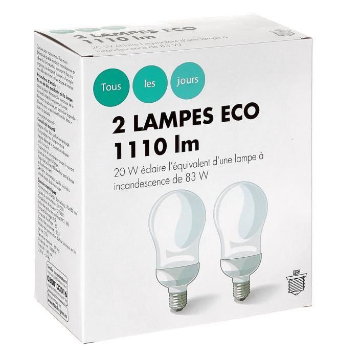 TOUS LES JOURS Eco80 2 ampoules Std 19w E27