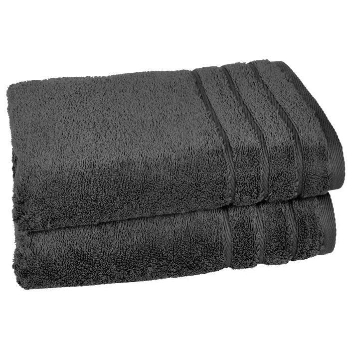 VENT DU SUD Lot de 2 draps de douche Callisto - 70x130 cm - Anthracite