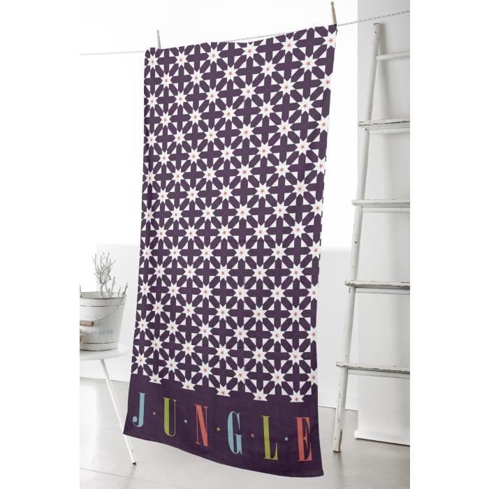 TODAY Drap de plage JUNGLE Tropik Chic 90x170 cm violet, blanc, vert et bleu