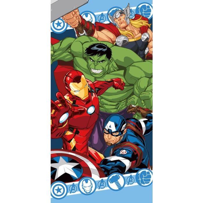 AVENGERS Drap de plage enfant 100% coton 70x140 cm multicolore