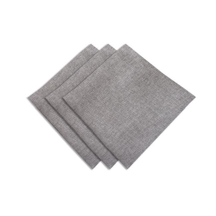 SUCRE D'OCRE Lot de 3 serviettes BELLA - 45x45cm - Polyester Gris