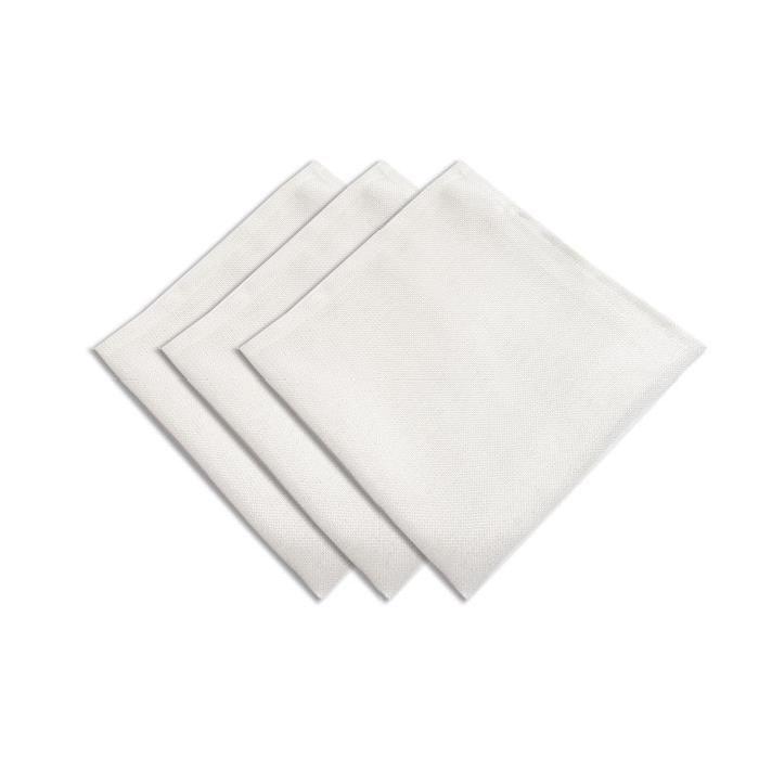 SUCRE D'OCRE Lot de 3 serviettes BELLA - 45x45cm - Polyester Blanc