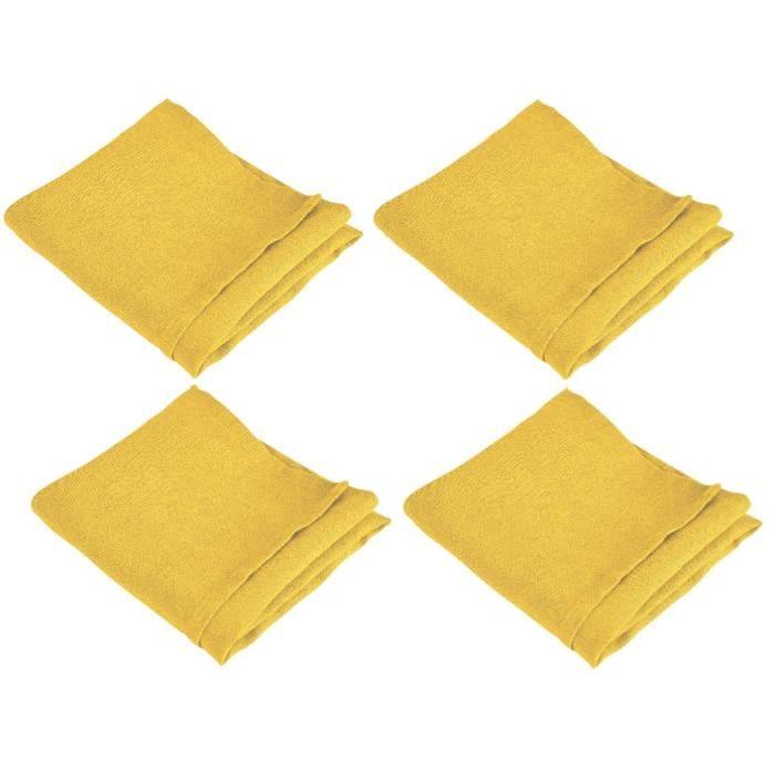 VENT DU SUD Lot de 4 serviettes de table SYMPHONIE 100% lin 50x50 cm safran