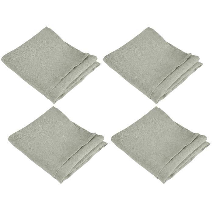 VENT DU SUD Lot de 4 serviettes de table SYMPHONIE 100% lin 50x50 cm taupe