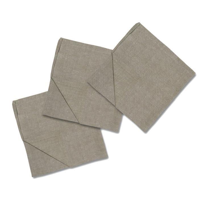 SOLEIL D'OCRE Lot de 3 serviettes de table Coq 45x45 cm - 100%coton - Ecru