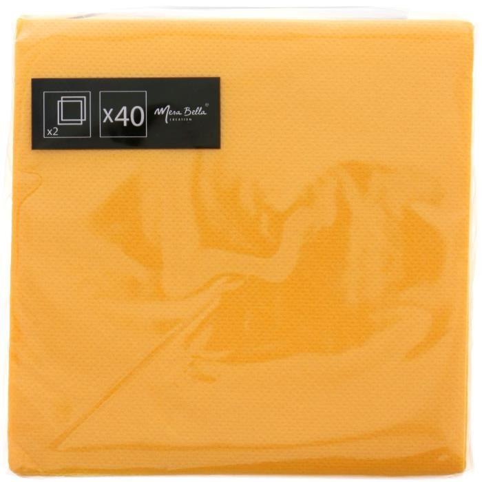 40 Serviettes Micro embossées - 25 x 25 cm - Orange