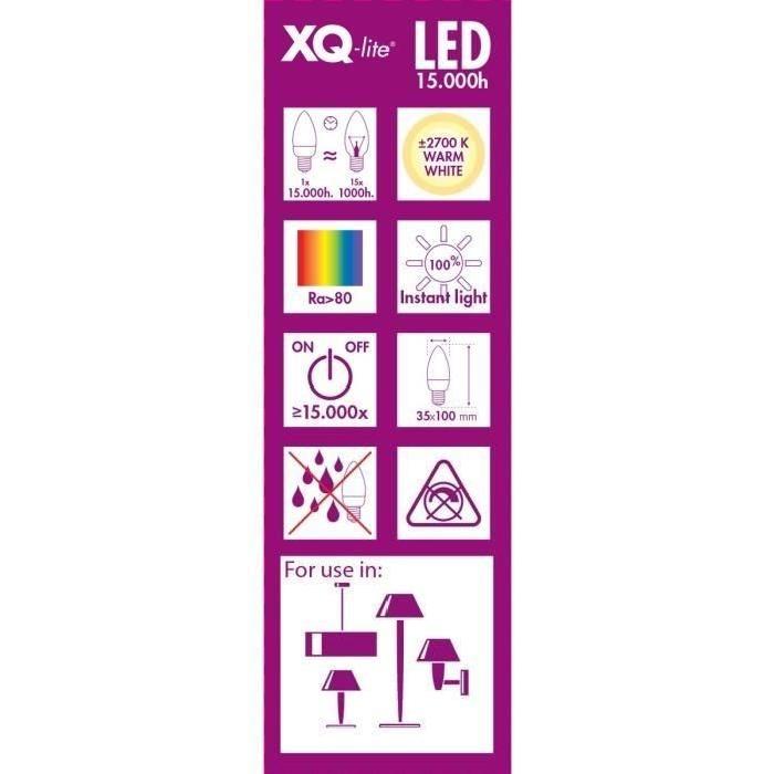 XQ-LITE Lot de 5 ampoules LED filament E14 flamme 2W équivalence 20W